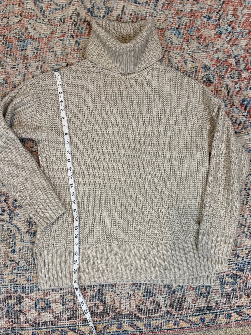 Madewell Oversized Turtleneck Sweater M Oatmeal Chunky Knit Cozy Fall Neutral - Picture 6 of 9